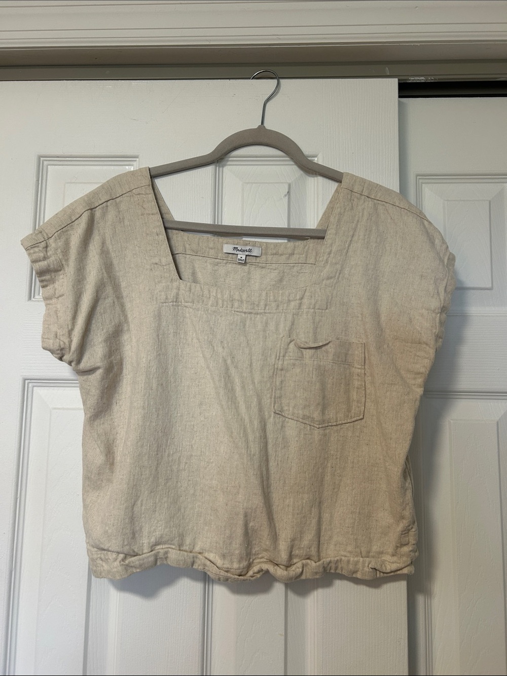 Madewell Natural Linen Square Neck Top